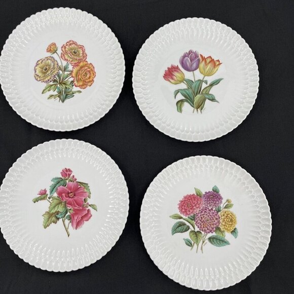 Spode Mansard Luncheon Bone China Floral Scalloped‎ Edge Plates Signed by Artist - Picture 14 of 16